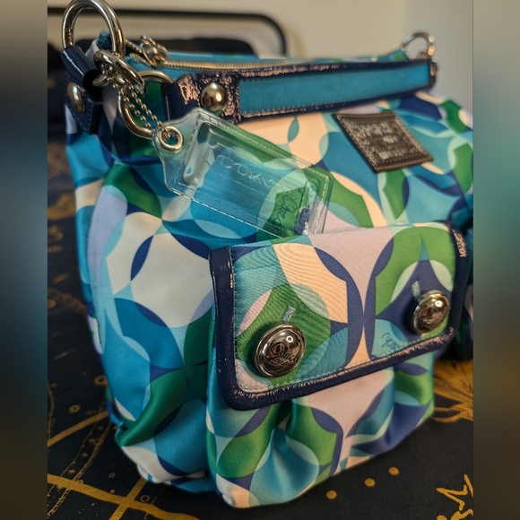 Coach x Poppy Kaleidoscope Satin Bag w Shoulder and Crossbody Strap 14740 - Picture 2 of 8